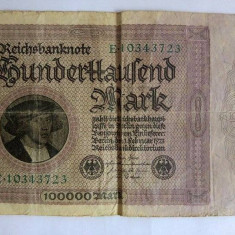 Bancnota veche Germania 100000 marci, Hunderttausend Mark, 1.02.1923