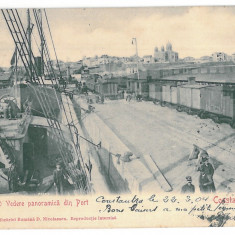 3867 - CONSTANTA, Harbor, ship, railway - old postcard - used - 1904