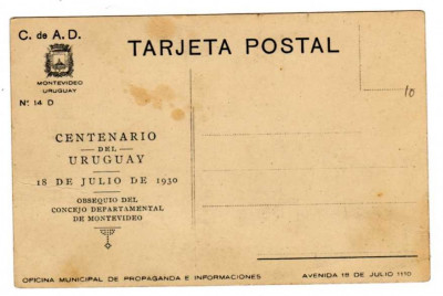 URUGUAI PLAJA RAMIREZ RECLAMA PROPAGANDA MONTEVIDEO CENTENAR 18JULIE 1930 foto