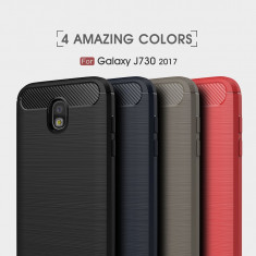 Bumper / Husa silicon cu textura de carbon pt Samsung Galaxy J3 2017 / J7 2017 foto