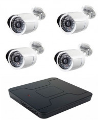 kit supraveghere exterior/interior 4 camere metalice HD Ir 20 metri foto