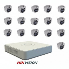 Kit supraveghere 16 camere dome antivandal Turbo hd Hikvision foto