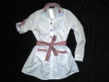 Camasa Dama Bumbac Alba Neagra, Maneca Lunga/Scurta, Marimi S-XXL. Camasa Femei Eleganta cu Buzunare si Cordon. Colectie Noua