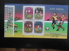COREEA DE NORD-FOTBAL CAMP MONDIAL 1978-1982-BLOC STAMPILAT foto