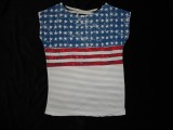 Tricou Dama Steag SUA Bumbac Fara Maneca, Imprimeu America, Casual, Club, Disco, Fashion Party, Editie Limitata, Masuri S, M