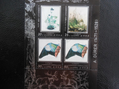 Bloc timbre pictura Durer stampilat Coreea de Nord timbre arta timbre picturi foto