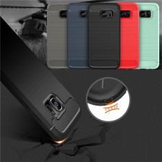 Bumper / Husa silicon cu textura de carbon pt Samsung Galaxy S7 / S7 edge foto