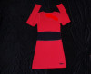 Rochie Rosie Decoltata Maneca Lunga cu Brau Bleumarin Bumbac - Eleganta si Casual! M, L, XL