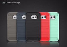 Bumper / Husa silicon cu textura de carbon pt Samsung Galaxy S6 foto