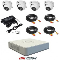 KIT COMPLET 4 CAMERE SUPRAVEGHERE INTERIOR HIKVISION CARCASA METALICA foto