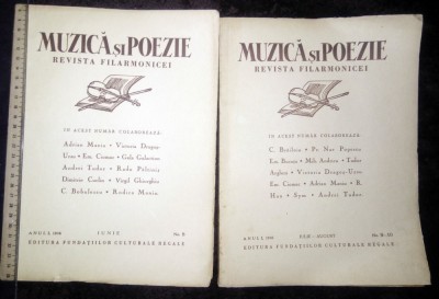 LOT 2 REVISTE VECHI -MUZICA SI POEZIE - REVISTA FILARMONICEI - 1936 foto