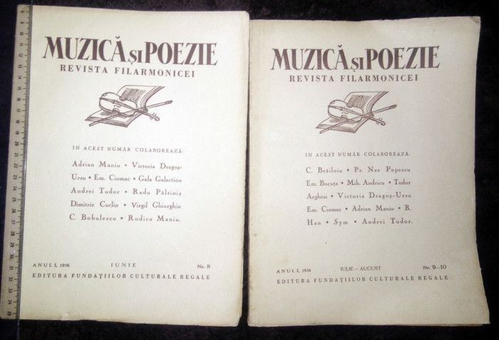 LOT 2 REVISTE VECHI -MUZICA SI POEZIE - REVISTA FILARMONICEI - 1936