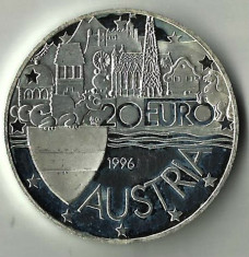 20 EURO AUSTRIA 1996, ARGINT 925/1000, 24 GRAME. foto