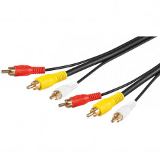 Cablu Goobay 3 x RCA tata - 3 x RCA tata 20m negru foto