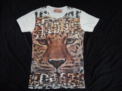 TRICOU BARBATI MANECA SCURTA FATA LEOPARD SPATE ANIMAL PRINT SCARFACE 100% BBC foto