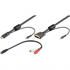 Cablu Goobay DVI-D plus 3.5Jack tata la HDMI plus 3.5Jack tata 2m negru foto