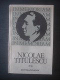 IN MEMORIAM NICOLAE TITULESCU