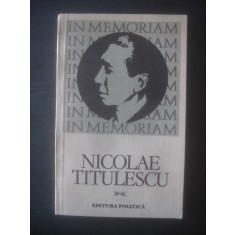 IN MEMORIAM NICOLAE TITULESCU