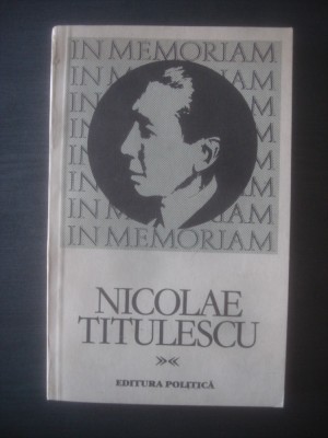 IN MEMORIAM NICOLAE TITULESCU foto