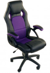 Scaun birou gaming directorial sport piele XRace Negru-Violet foto