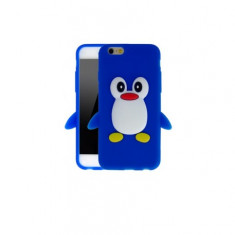 Husa silicon soft pinguin blue Iphone 6 4,7" + folie protectie ecran