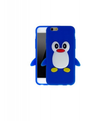 Husa silicon soft pinguin blue Iphone 6 4,7&amp;quot; + folie protectie ecran foto
