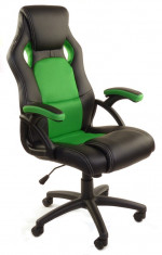 Scaun birou gaming directorial sport piele XRace Negru-Verde foto