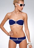 Costum de baie albastru cu nasturi