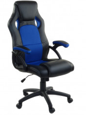 Scaun birou gaming directorial sport piele XRace Negru-Albastru foto