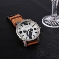 Ceas Nou Fossil(replica) Alb+ Curea Piele Maro, Barbatesc, Quartz