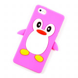 Husa silicon soft pinguin pink Iphone 6 4,7&quot; + folie protectie ecran, Rosu, iPhone 6/6S, Apple