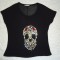 TRICOU NEGRU DAMA CRANIU CRISTALE SUPRADIMENSIONAT FARA MANECA SEMITRANSPARENT
