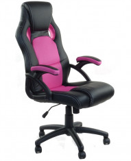 Scaun birou gaming directorial sport piele XRace Negru-Roz foto