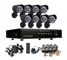 Kit 8 camere supraveghere exterior infrarosu CCTV DVR Internet D1 foto