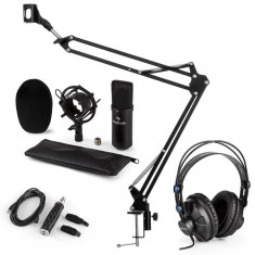 auna CM001B, set microfon, adaptor microfon, microfon cu condensator,USB adaptor, negru foto