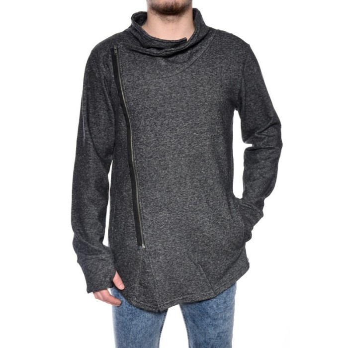 Cardigan Bumbac Lung Cu Fermoar Sublevel Simen Gri foto mare Cardigan Bumbac Lung Cu Fermoar Sublevel Simen Gri foto mare