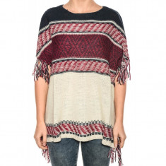 Bluza Lana Maneca Scurta Vero Moda Terri Fringe Alb Visiniu foto