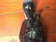 ARTA AFRICANA CRESTINA - statueta / sculptura Madona cu pruncul / lemn exotic ! foto