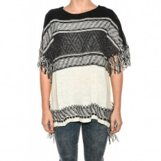 Bluza Lana Maneca Scurta Vero Moda Terri Fringe Alb Negru foto