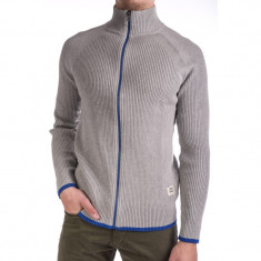 Pulover Fermuar Bumbac Jack&amp;amp;Jones Romeo High Neck Gri foto