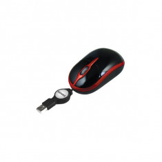 Mouse VKO ,TM-464UX, optic, USB, 1000 dpi, fir retractabil, negru/ rosu foto