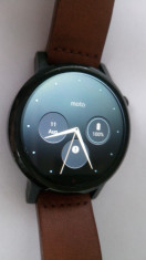 Ceas Smartwatch Motorola Moto 360 Genera?ia 2, Negru, 42 mm, bratara piele maro foto