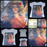 TRICOU DAMA FARA MANECA IMPRIMEU LUCIOS BEYONCE SPATE ALB, Casual, Imprimeu grafic