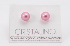 Cercei din argint 925 cu surub si perle Swarovski - Rose foto