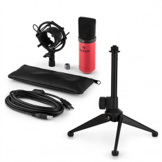 AUNA MIC-900RD V1, set de microfon usb, microfon condensator ro?u + suport de masa foto