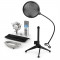 AUNA MIC-900S-LED V2, set de microfon usb, microfon condensator argintiu + filtru pop + suport de masa
