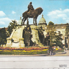 bnk cp Cluj Napoca - Statuia lui Matei Corvin - circulata - marca fixa