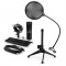AUNA MIC-900B V2, set de microfon usb, microfon condensator negru + filtru pop + suport de masa