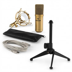 AUNA MIC-900G V1, set de microfon usb, microfon condensator auriu + suport de masa foto