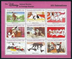 GRENADA GRENADINES 1988 - DISNEY - 101 DALMATIENI - KLB NESTAMPILAT, 9 TIMBRE - MNH / disney38 foto